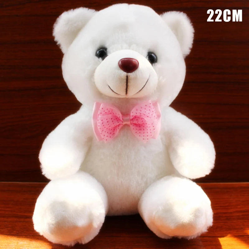 LED Glowing Bear Plush Toy – Soft Luminous Stuffed Doll with Bowknot