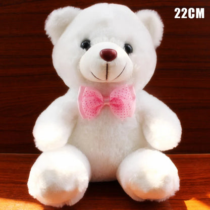 LED Glowing Bear Plush Toy – Soft Luminous Stuffed Doll with Bowknot