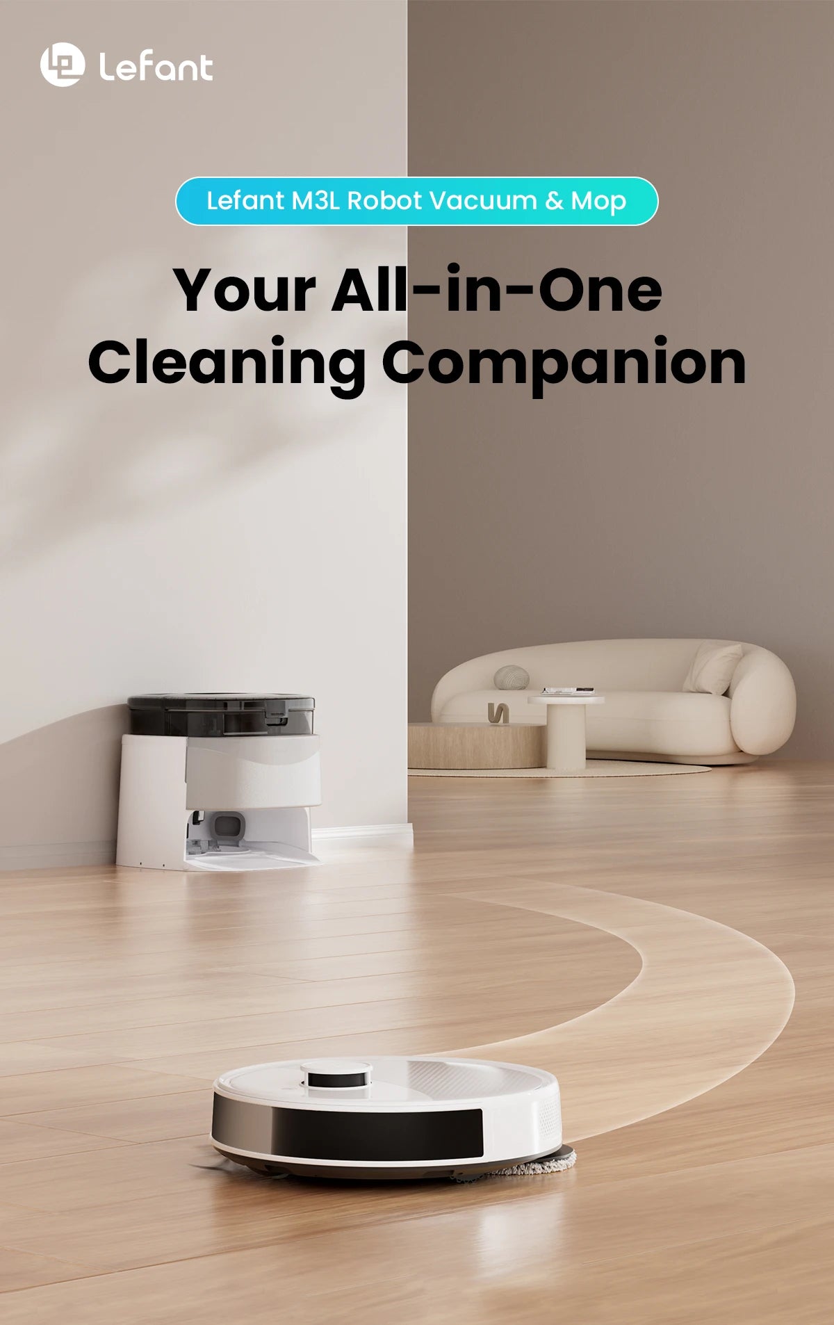 Lefant M3L Smart Robot Vacuum & Mop – 12000Pa Laser Mapping with Auto Wash & Dry Station
