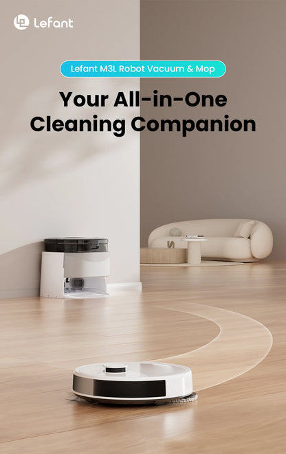 Lefant M3L Smart Robot Vacuum & Mop – 12000Pa Laser Mapping with Auto Wash & Dry Station