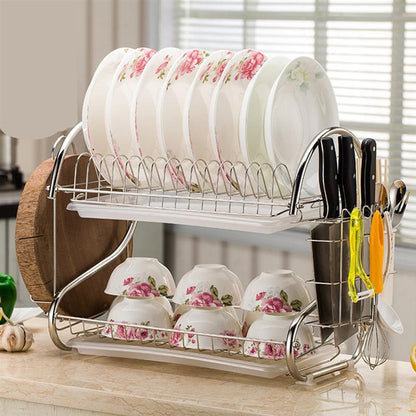 Bamboo Double-Layer Kitchen Dish Drying Rack