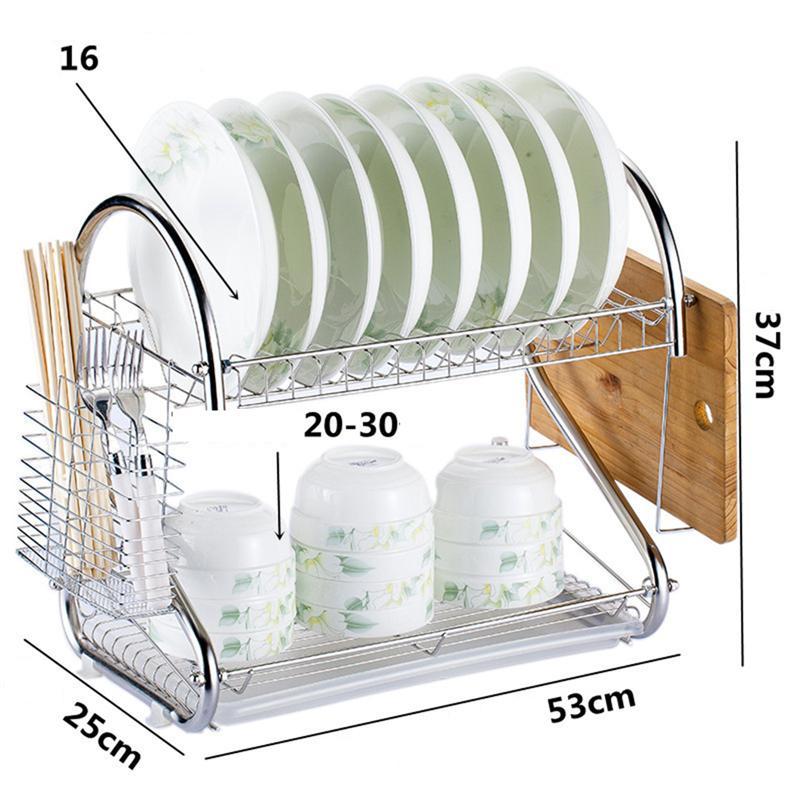 Bamboo Double-Layer Kitchen Dish Drying Rack