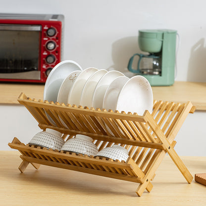 Bamboo Double-Layer Kitchen Dish Drying Rack